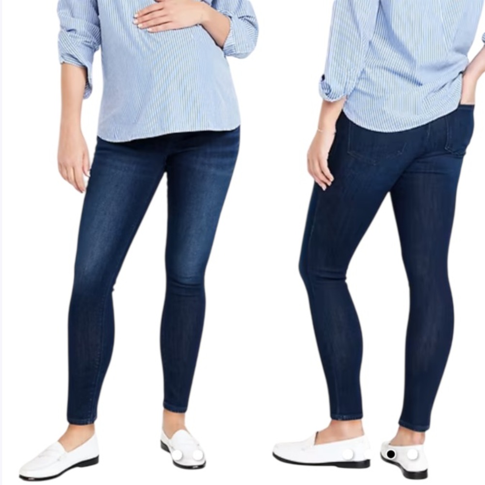 Old Navy Maternity full panel dark wash over-the-belly skinny jeans size 8 long